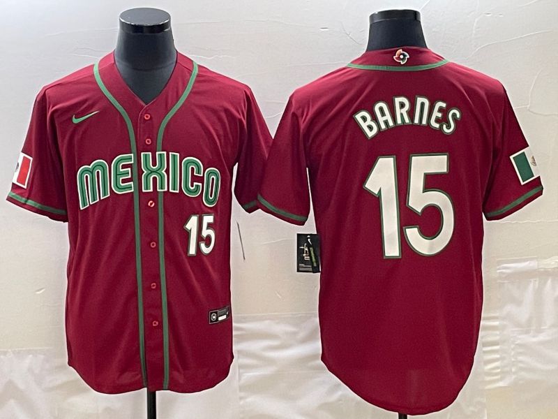 Men 2023 World Cub Mexico #15 Barnes Red Nike MLB Jersey1->more jerseys->MLB Jersey